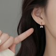 thumbnail image 3 of Sterling Silver Love Bow Hoop Earrings for Women Teens CZ Bow Hoop Earrings Huggie, 3 of 12