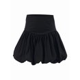 thumbnail image 3 of Women Bubble Mini Skirt High Waist A Line Short Skirt Ruffle Hem Slim Fit Skirts Black S, 3 of 8
