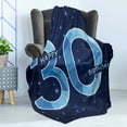 thumbnail image 4 of 30th Birthday Soft Flannel Fleece Throw Blanket, Modern Design with Polygonal Effect Emblem Starry Night Sky Image, Cozy Plush for Indoor and Outdoor Use, 50" x 60", Dark Blue Turquoise, by Ambesonne, 4 of 5