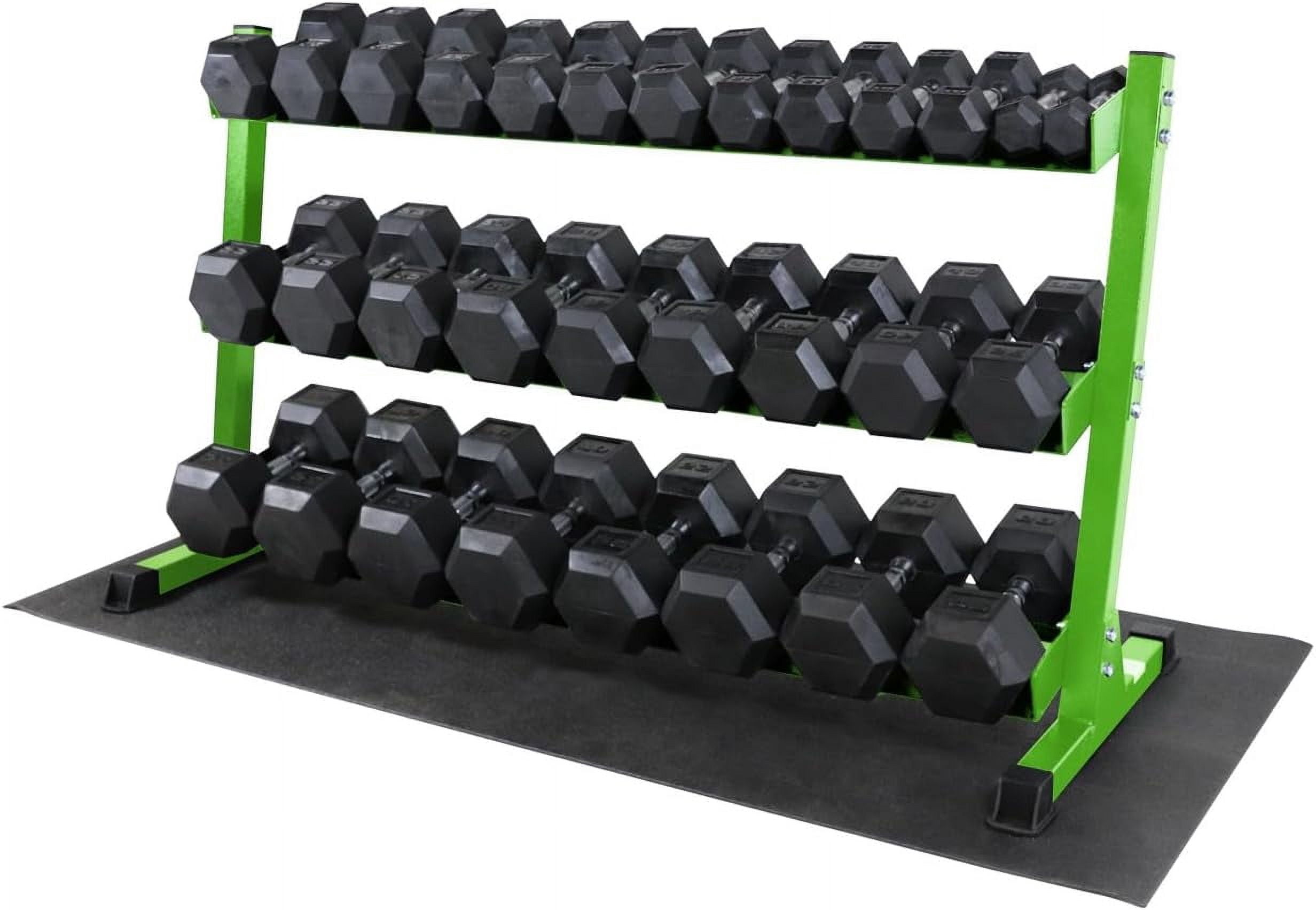 WF Athletic Supply Heavy-Duty Dumbbell Rack Stand, Weight Rack for Home Gym, Weight Holder, Available Sizes for Storage 5-75LB Dumbbell Pairs, Green, RACK ONLY