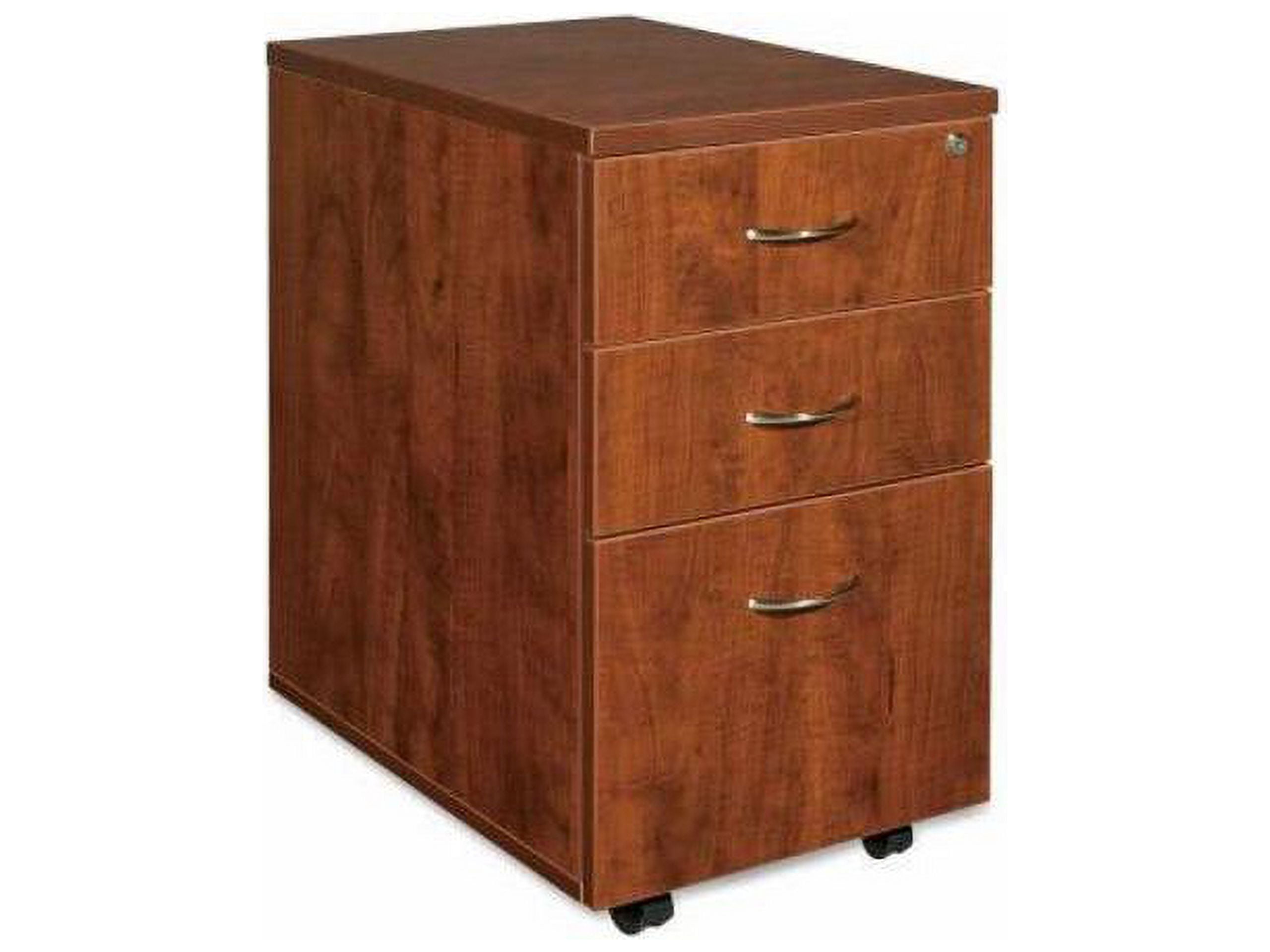 3 Drawers Vertical Wood Composite Lockable Filing Cabinet Cherry