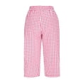 thumbnail image 6 of Xdegoge Plaid Capris for Women Cropped Lounge Pants Elastic Waist Drawstring Casual Straight Leg Bottoms with Pockets Lightweight Breathable Summer Wear, 6 of 7