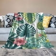 thumbnail image 2 of GOSMITH Pineapples Rectangle Hawaii Summer Tropical Palm Leaves Flowers Blossom Farmhouse Waist Flannel Material Blanket White, 2 of 6