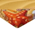 thumbnail image 2 of Ambesonne Beach Fitted Sheet, Seashell on Shore Cartoon, Twin XL Size, Sand Brown Orange Teal, 2 of 3