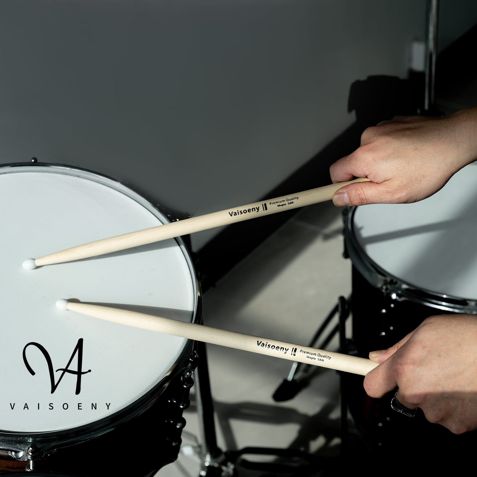 Vaisoeny 5A Drumsticks, Nylon Tip Drum Sticks Set for Acoustic Drums or Electronic Drums, Oval Nylon Tip Maple Drumsticks for Drummers and beginners (12 Pair)