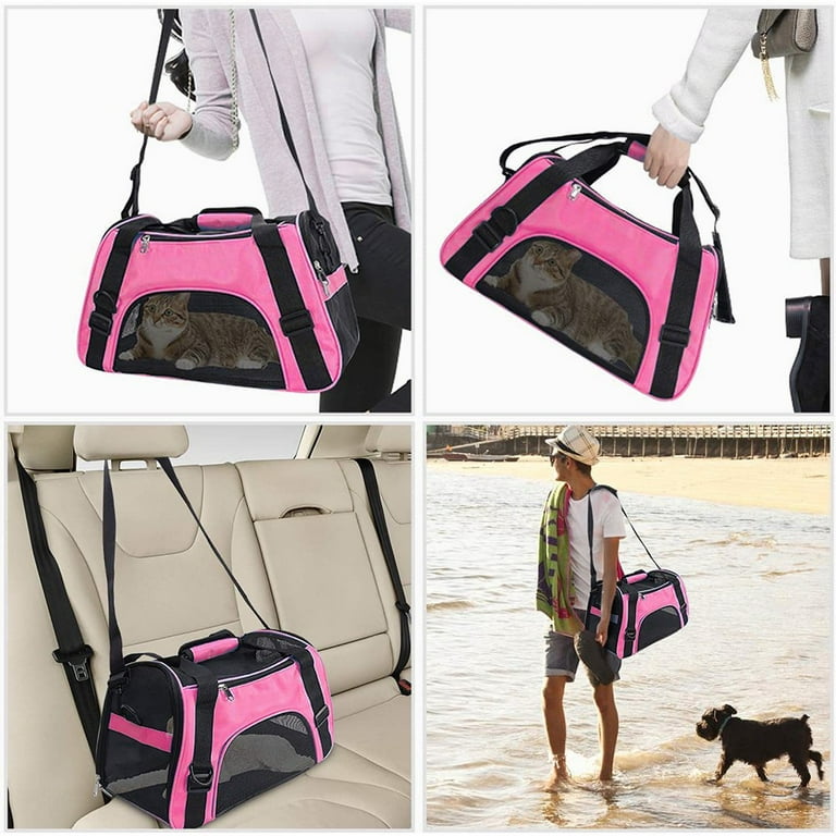 Portable Dog Cat Carrier Bag, Breathable Mesh, Foldable, Travel