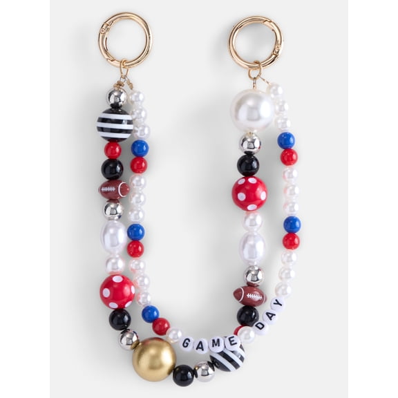 No Boundaries Women’s Game Day Beaded Swag Charm, Red & Blue