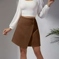 thumbnail image 5 of yillto Womens Short Skirts Asymmetrical Hem a Lined High Waist Buttons Slim Mini Skirt for Women, 5 of 6