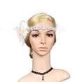 thumbnail image 4 of MSJUHEG Tea Party Hats,Feather Hair Clip,Feather Headpiece,Church Hats,Fascinators Hats,Vintage Flapper 1920s Headpiece Headdress Great Headband White One Size, 4 of 4