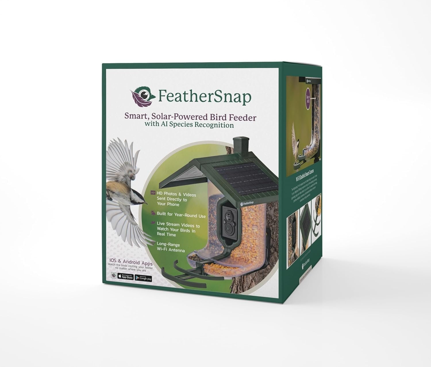 Smart Birdfeeder with AI Identification and Wi-Fi Solar Powered, Captures HD Pictures and Videos Sent Directly to Your Phone Bird Feeder, Pole, & Starter Kit