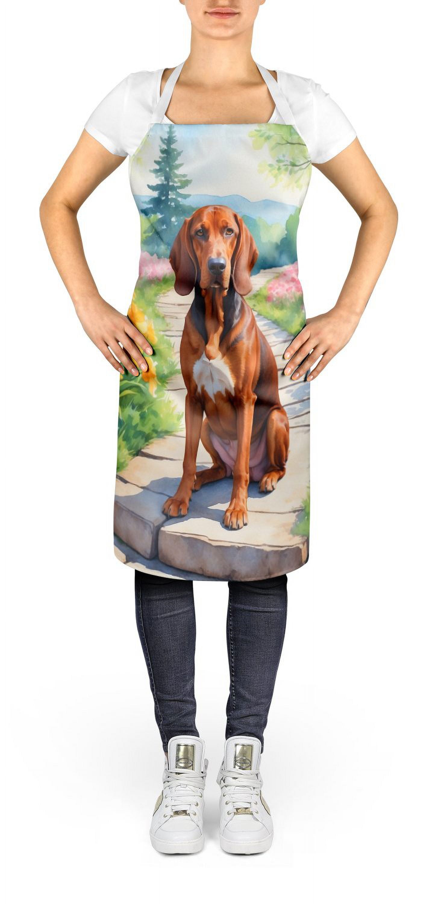 Redbone Coonhound Spring Path Apron 27 in x 30 in