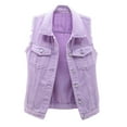 thumbnail image 2 of Frayed Denim Vest Jacket for Women Sleeveless Open Front Button Down Lapel Collar Slim Fit Jean Vest Outerwear, 2 of 8