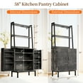 thumbnail image 3 of Casendy Kitchen Pantry with Microwave Stand and Storage Shelves, Farmhouse Kitchen Cupboard with Adjustable Shelves, Kitchen Buffet Cabinet with Door for Dining Room, Gray, 3 of 7