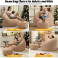 thumbnail image 4 of DEALTOPS Bean Bag Sofa Chair with Footrest, Foam-Filled Comfy Lounge Chair for Living Room, Bedroom, Dorm & Nursery, Tan, 4 of 7