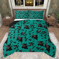 jejeloiu Abstract Camo Camouflage Bedding Comforter Set,Rustic Farmhouse Hunter Twin Comforter Sets,Green Brown Bedding Set For Men Women,Ultra Soft Home Decor Reversible,2pcs