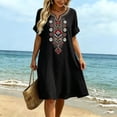 thumbnail image 6 of Eawtki Women's V Neck Short Sleeve Midi Dress Floral Embroidery With Pockets Loose Fit Casual Boho Summer Dress For Women, 6 of 6