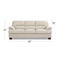 thumbnail image 3 of Hydeline Luxor Top Grain Leather Sofa 3-Seater Vanilla White with Tapered Legs Memory Foam and Springs Seating, 3 of 8