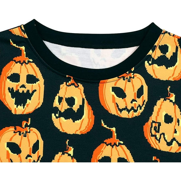  Women's Halloween Costume Pumpkin Skeleton T-Shirt Funny Long  Sleeve Pullover Tops for Ladies : Clothing, Shoes & Jewelry