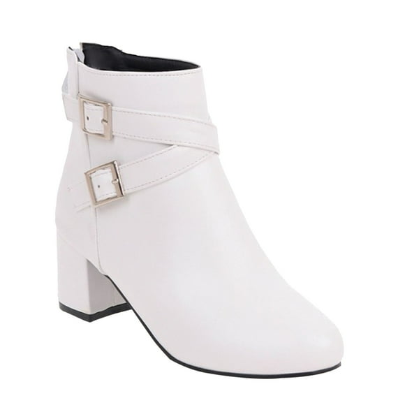 B91xZ Womens Ankle Boots Low Heel Classic Ultra Mini Platform Fashion Boot,White 9