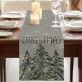 thumbnail image 3 of Christmas Tree Table Runner 70 Inches Long, Cotton Linen Table Runner Dresser Scarf, Xmas Tree Winter Snowflake Grey Rustic Fabric Tablerunners for Dining Coffee Tables Wedding Holiday Party 13"x70", 3 of 9