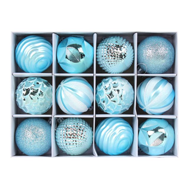 Yuarrent Paquete de 12 bolas de Navidad, decoraciones de ambientes, fiesta de cumpleaños, fotografía al aire libre, adornos de fondo, colgante Kits de decoración para fiestas Azul