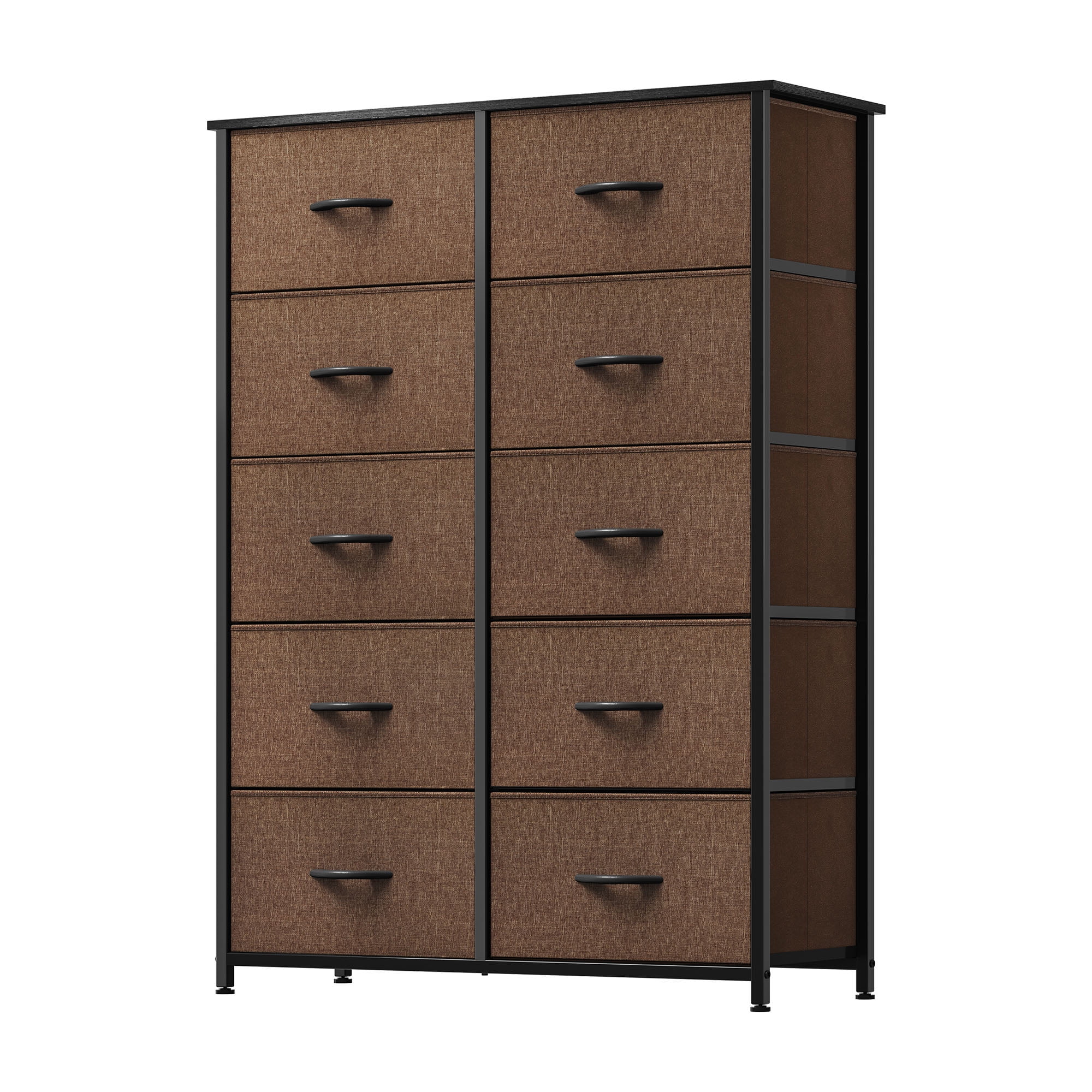 Uforic 10 Drawers Dresser Fabric Bedside Organizer Storage Tower Chest for , Brown