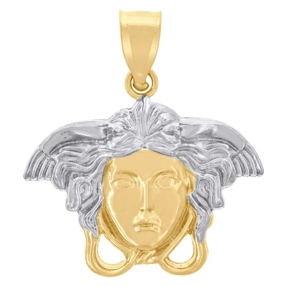 10kt Real Two-tone Gold Mens Medusa Egyptian Fashion Charm Pendant
