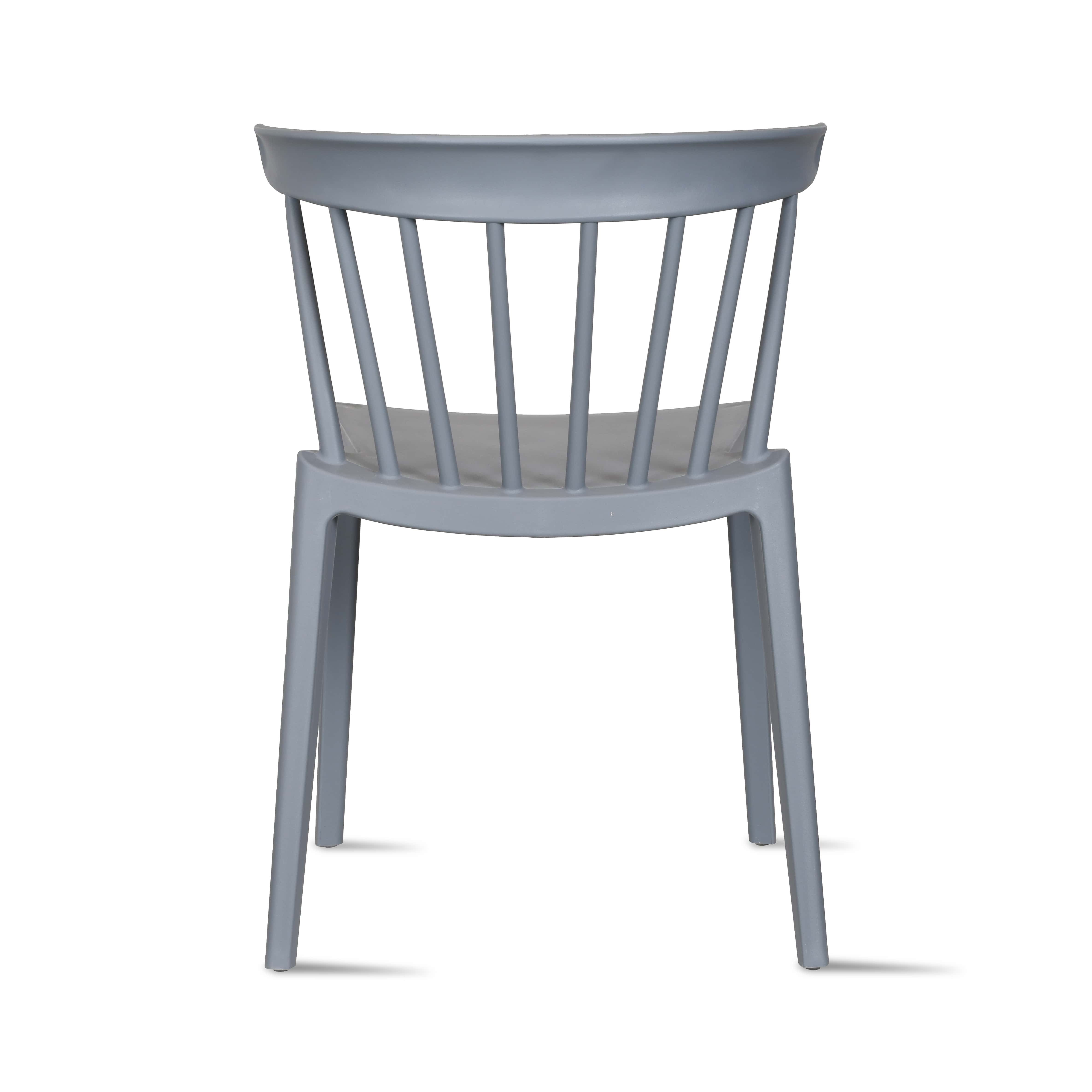 Modern Dining Elbow Side Chair Molded Plastic Indoor and Outdoor Stackable Slat Back Patio Chair, Gray, Set of 1, 1 piece