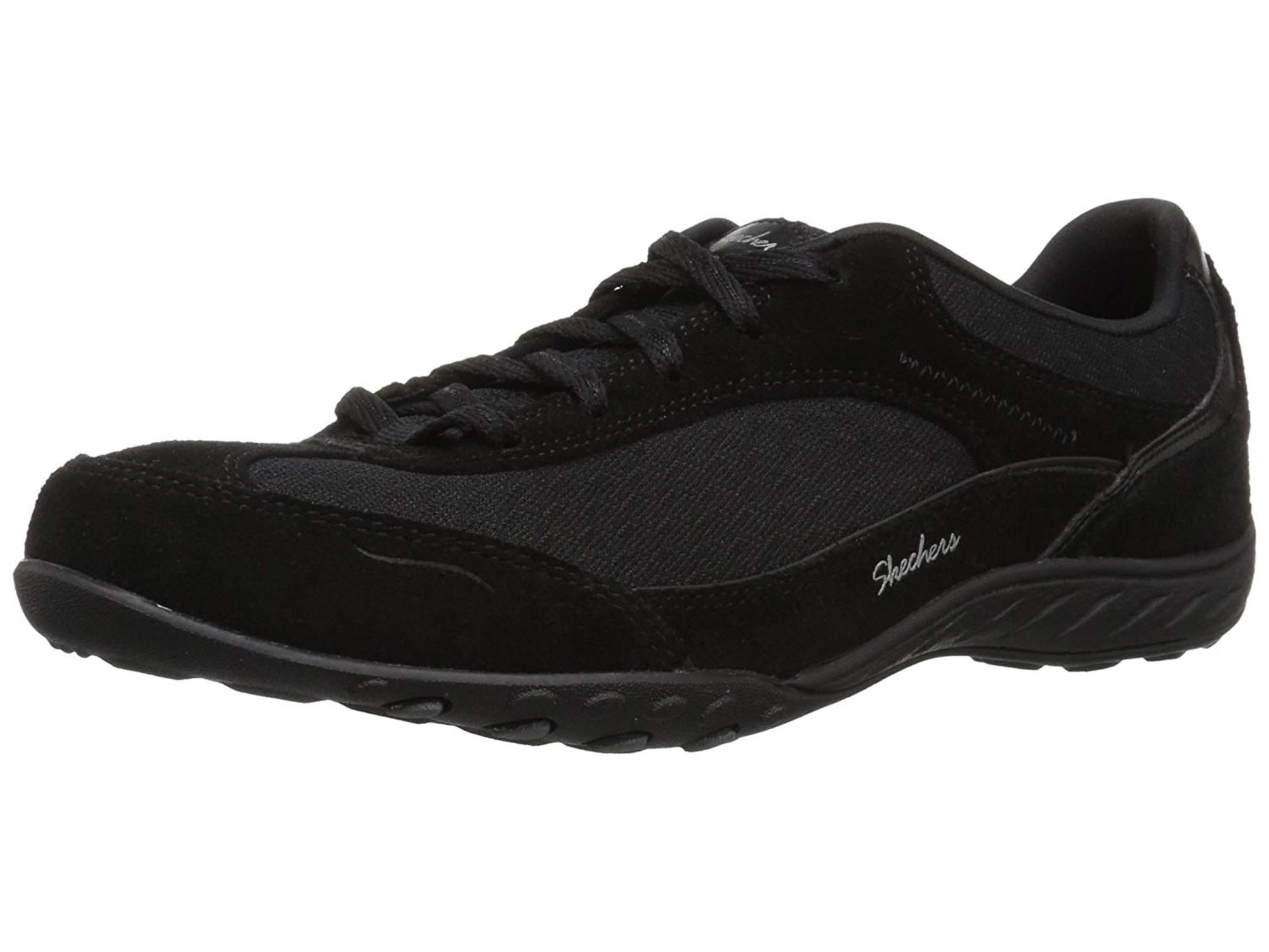 ladies black lace up skechers