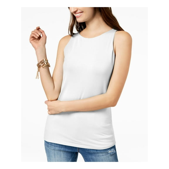 INC Womens White Sleeveless Jewel Neck Top Size: M