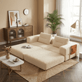 thumbnail image 4 of Pinmoco 81.5" Convertible Sofa Bed, Modular Sectional Sleeper Sofa for Living Room, Foldable Couch Bed with Pillows and Storage, No Assembly Required, Teddy Fleece Beige, 4 of 18