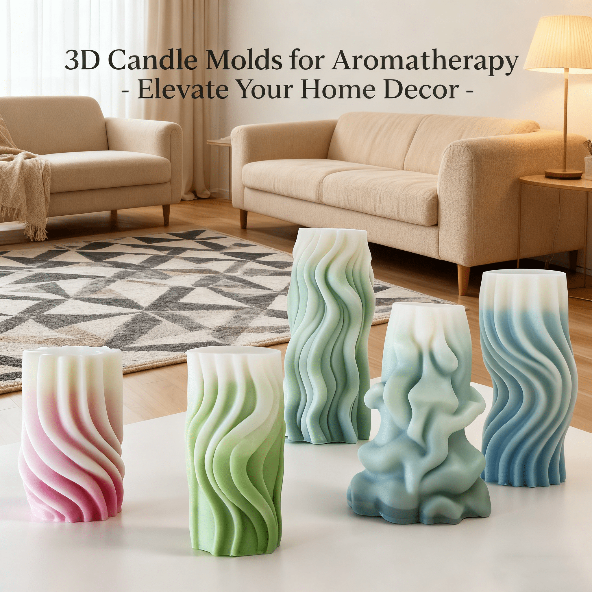 JDH 2PCS Streamlined Spiral Wave Silicone Molds 3D Candle Homemade Aromatherapy Casting Resin Molds for Polymer Clay Craft Soap Flower Specimen Home Decor