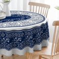 thumbnail image 4 of Oval Tablecloth -60x84 Inch, Navy Boho Style Retro Rustic Tablecloth Classic French Country Printed Table Cover for Farmhouse Decoration, Suitable for Home, Kitchen, Indoor and Outdoor Dining Table, 4 of 6