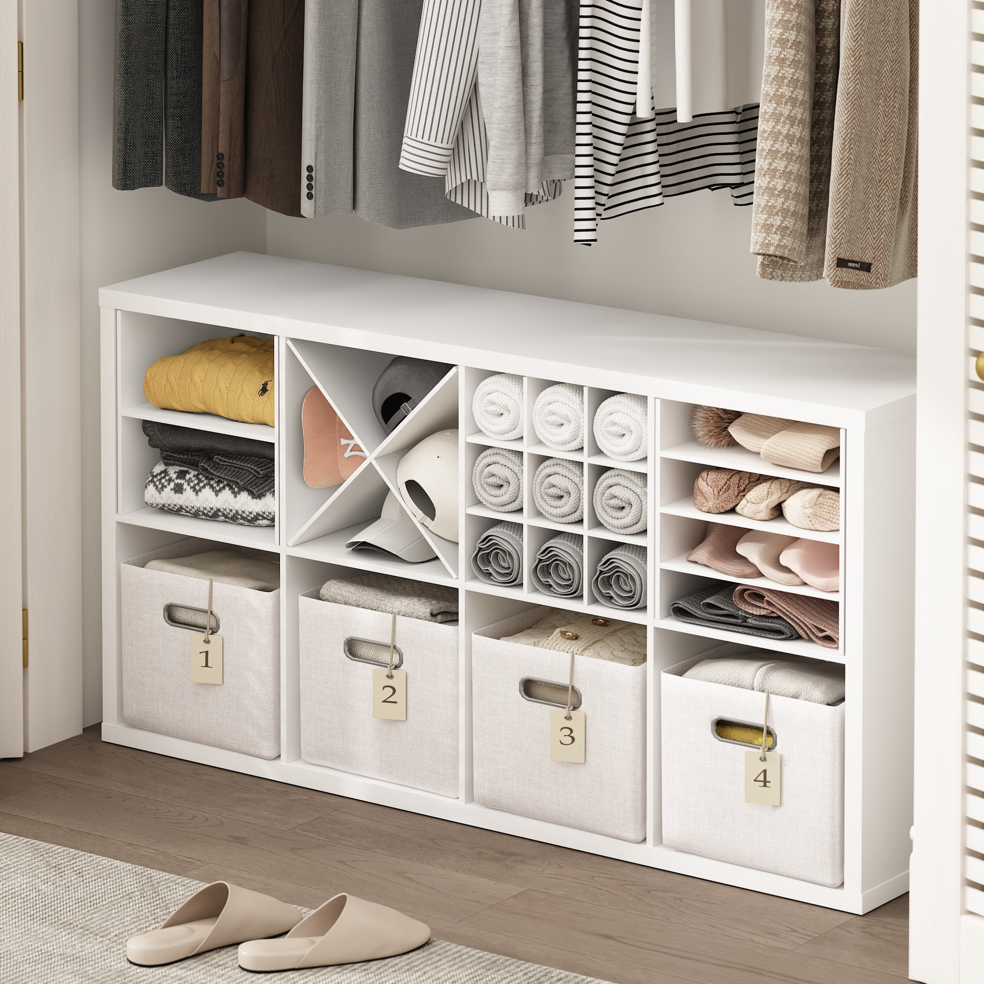 Furinno CUBICLE 9-Compartment Bottle Storage Cube Organizer Insert in White