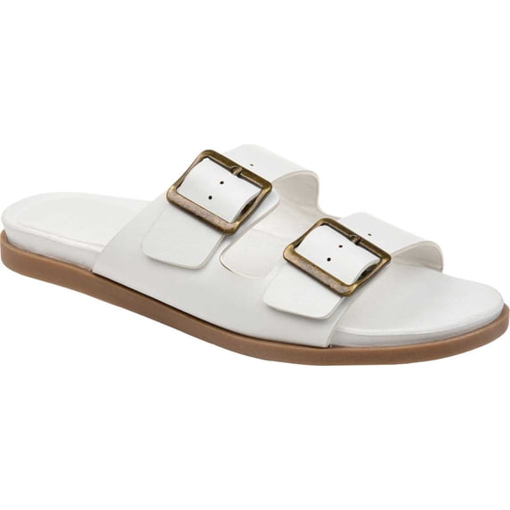 Women's Journee Collection Whitley Two Strap Slide White Faux Leather 8.5 M