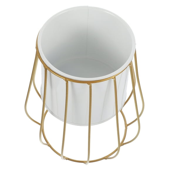 DECORNIJIA Indoor Flower Pots Flower Planting Pot White Iron 1Set