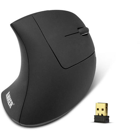 anker 2.4g wireless vertical ergonomic optical mouse, 800 / 1200 /1600 dpi, 5 buttons for laptop, desktop, pc, macbook - black