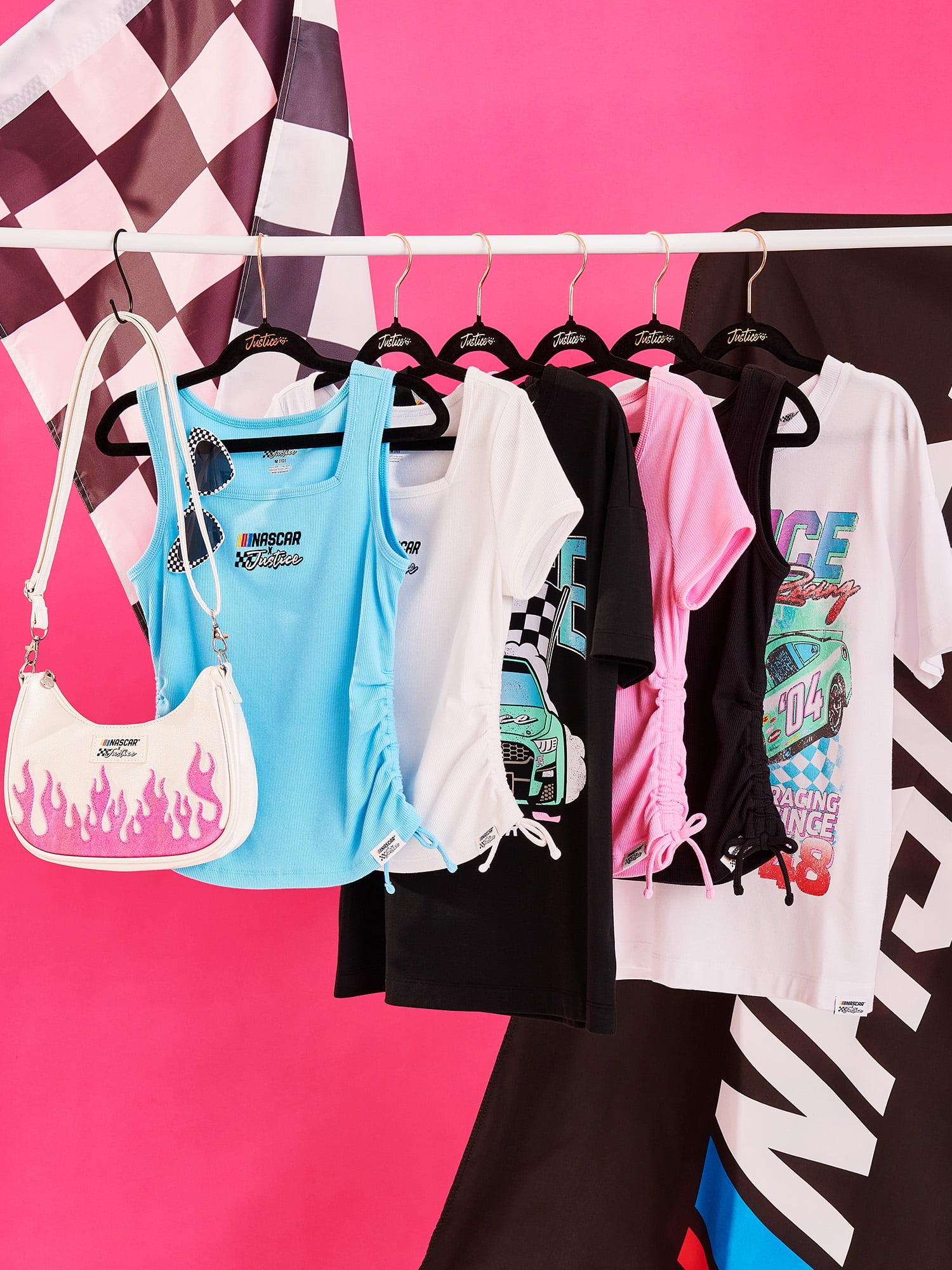Justice Girl's NASCAR X Justice Collab Cinch Tank, Sizes XS - XLP