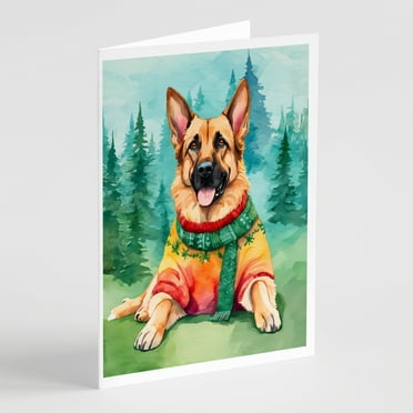 German Shepherd Christmas Greeting Cards Pack of 8 7 in x 5 in