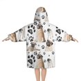 thumbnail image 2 of Pug and Footprints Blanket Hoodies for Kids 6-13YR Oversize Wearable Blanket Hoodies for Boys Girls Teens, 2 of 7
