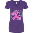 thumbnail image 3 of Inktastic Love, Care, Cure Breast Cancer Awareness Pink Ribbon Women's V-Neck T-Shirt, 3 of 5