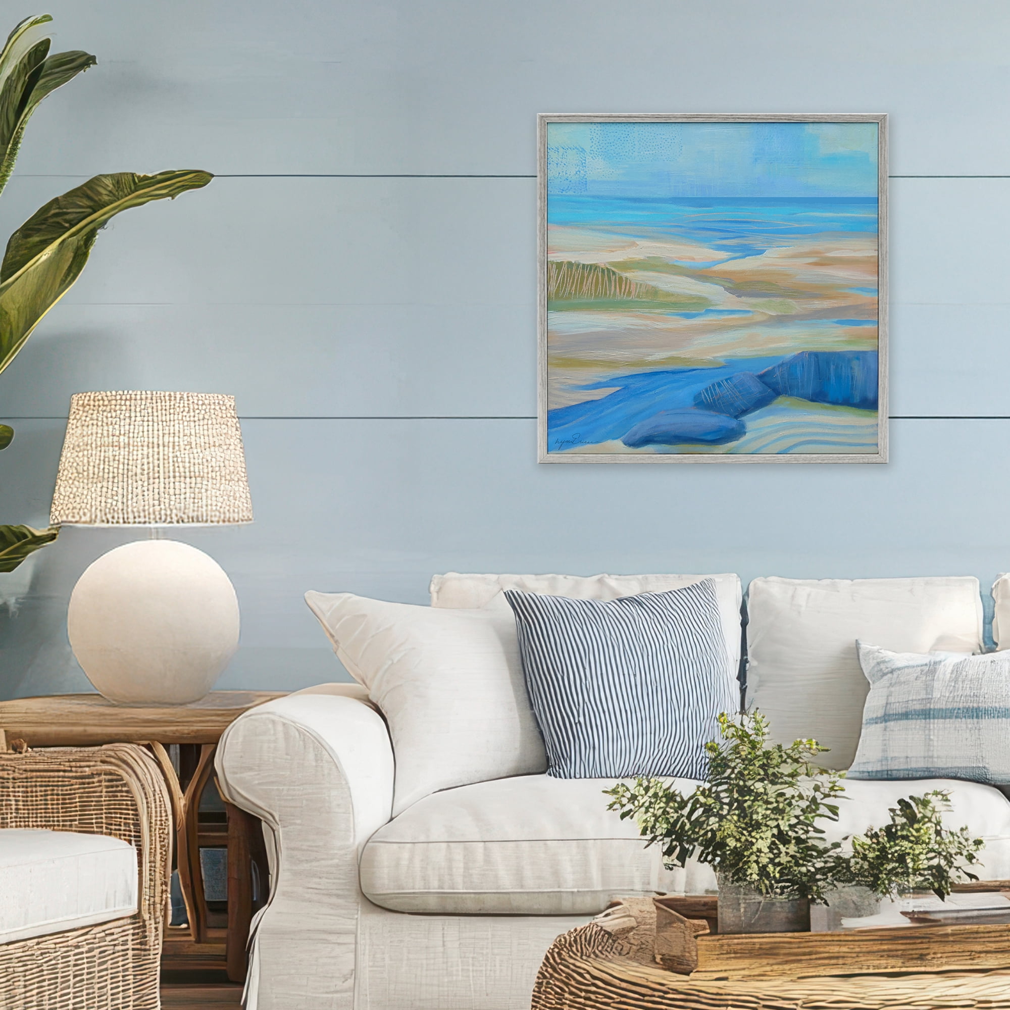 Stupell Industries Low Tide Azure Dunes Gray Framed Giclee Art, design by Lynn Ericson Fine Art