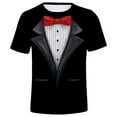 thumbnail image 2 of iiniim Mens Short Sleeve Shirt Wedding Party Fake Suit Vest Bow Tie Print Tuxedo Funny T-Shirt, 2 of 7