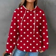 thumbnail image 2 of QATAINLAV Fall Outfits for Women 2024 Waffle Knit Hoodies Fashion Polka Dot Hooded Sweatshirts Casual Long Sleeve Pullover Tops with Pocket, Red, L, 2 of 7