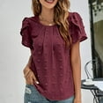 thumbnail image 2 of vigerkar Women 2025 Summer V Neck Ruffle Short Sleeve Blouse Swiss Dot Flowy Shirt Tunic Top , XL, 2 of 6