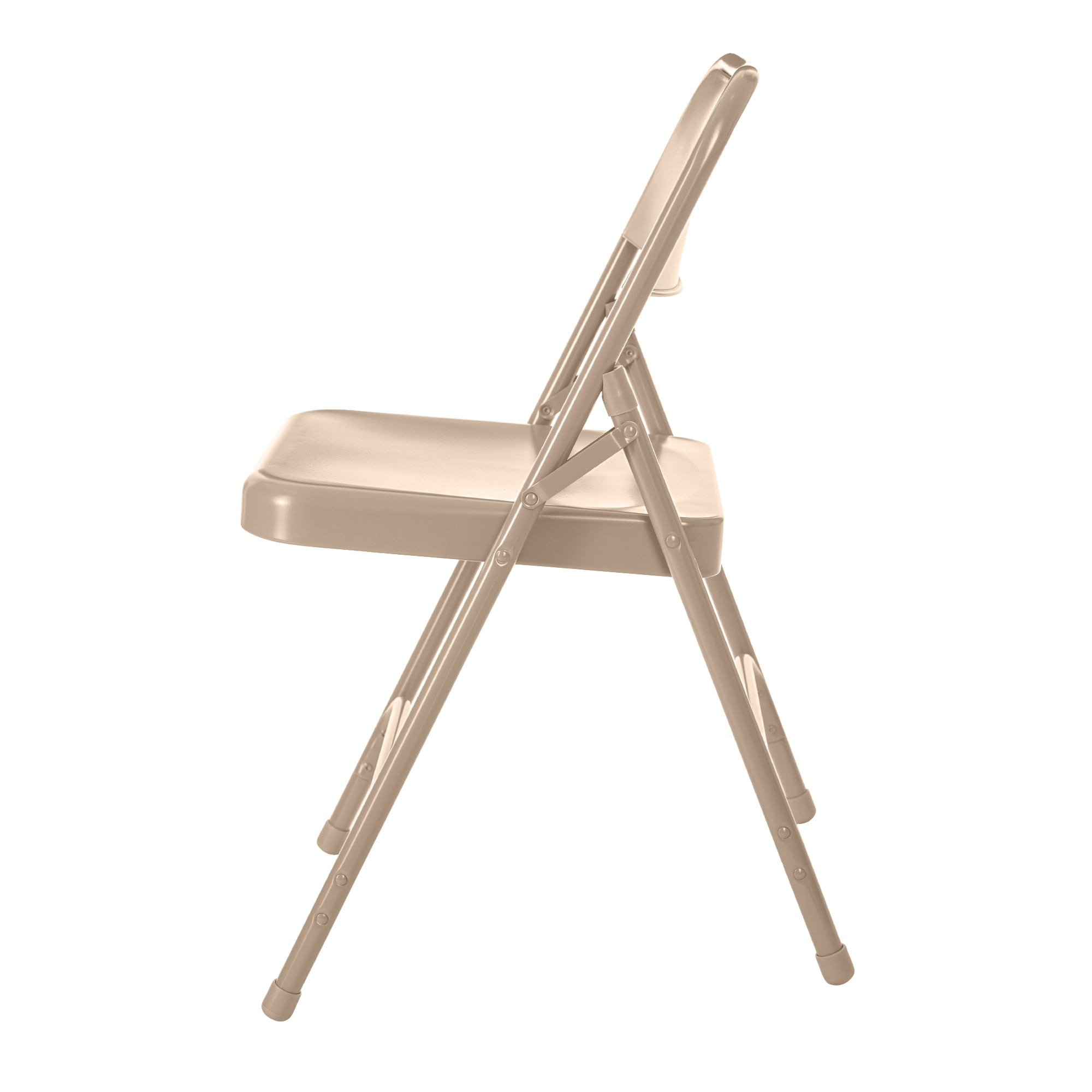 Hampden Furnishings Bernadine Collection Steel Double Hinge Folding Chair, Beige, 4 Pack