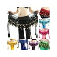 thumbnail image 2 of Women Chiffon Belly Dance Scarf Gold Coin Sequin Waistband Skirt Dangling, 2 of 5