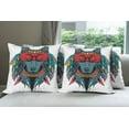 thumbnail image 6 of Ambesonne Tribal Throw Pillow Cover 4 Pack, Wolf Animal Theme, 24", Teal White and Red, 6 of 7