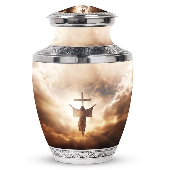 Jesus Sun Christ Memorial Urn For Ashes Adult Male, Large Funeral Urns For Human Ashes, Decorative Burial Urns, Jesus Sun Christ Urns For Ashes Adult Female, Cremation Urn 10 Inch
