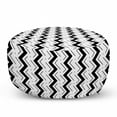 thumbnail image 1 of Geometric Pouf Cover with Zipper, Abstract Continuous Little Square Dots and Zigzags Contemporary Art, Soft Decorative Fabric Unstuffed Case, 30" W X 17.3" L, Charcoal Grey and White, by Ambesonne, 1 of 5